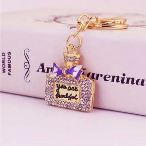NEW Sparkle YOU ARE BEAUTIFUL Purple or Pink Perfume Bottle Bag Charm $24